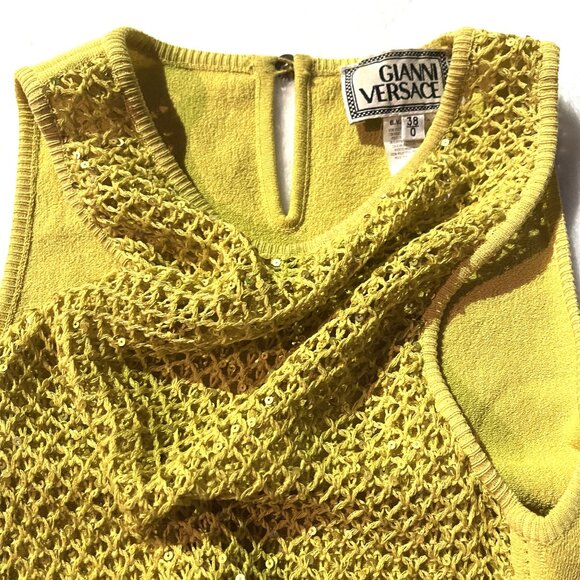 Gianni Versace sequin knitted sleeveless lime top IT 38 - Picture 9 of 15